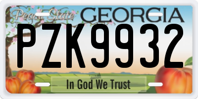 GA license plate PZK9932