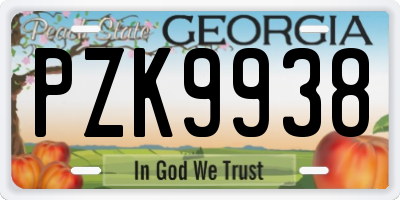 GA license plate PZK9938