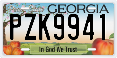 GA license plate PZK9941