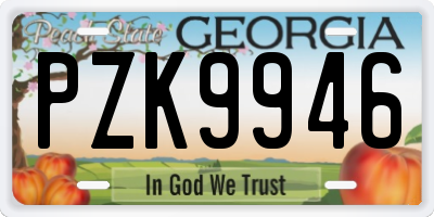 GA license plate PZK9946
