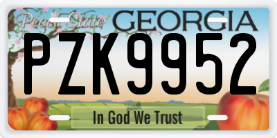 GA license plate PZK9952