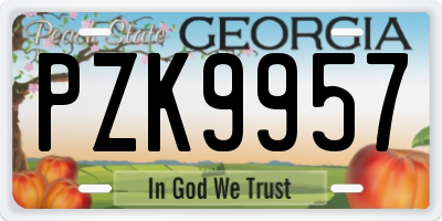 GA license plate PZK9957
