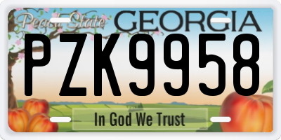 GA license plate PZK9958