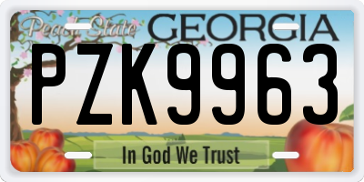 GA license plate PZK9963