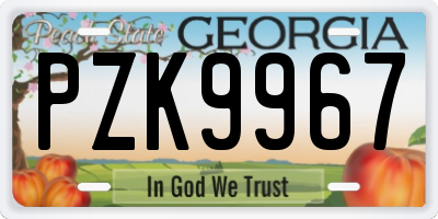 GA license plate PZK9967
