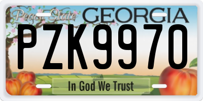 GA license plate PZK9970