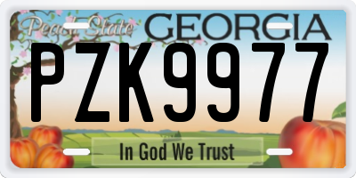 GA license plate PZK9977