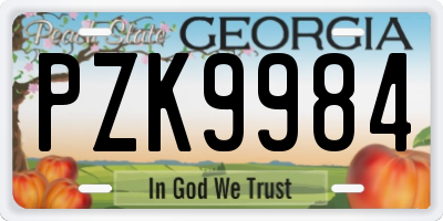 GA license plate PZK9984
