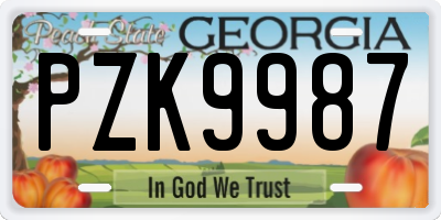 GA license plate PZK9987