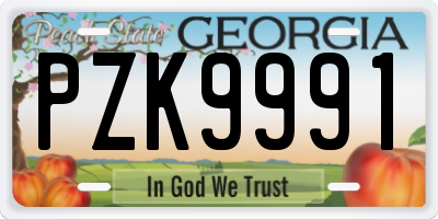 GA license plate PZK9991