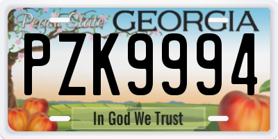 GA license plate PZK9994