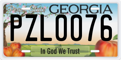 GA license plate PZL0076