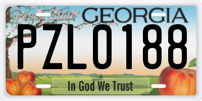 GA license plate PZL0188