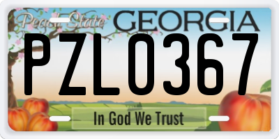 GA license plate PZL0367