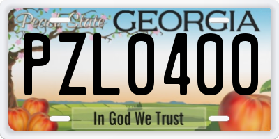 GA license plate PZL0400