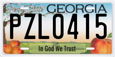 GA license plate PZL0415