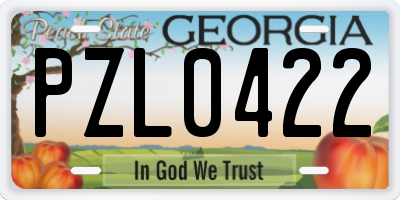 GA license plate PZL0422