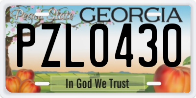 GA license plate PZL0430
