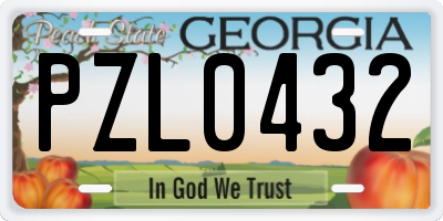 GA license plate PZL0432