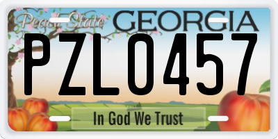 GA license plate PZL0457