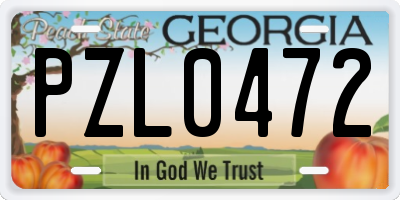 GA license plate PZL0472