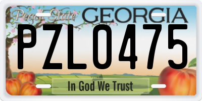 GA license plate PZL0475