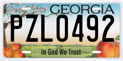 GA license plate PZL0492