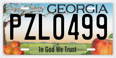 GA license plate PZL0499