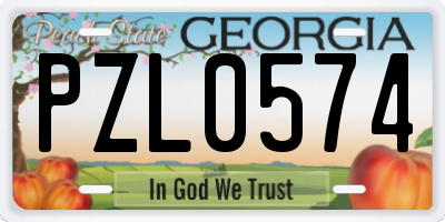 GA license plate PZL0574