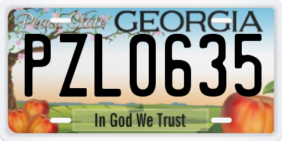 GA license plate PZL0635
