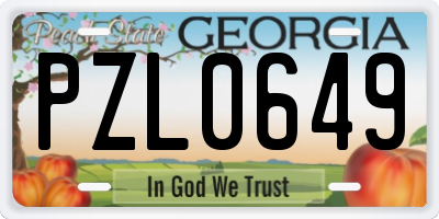 GA license plate PZL0649