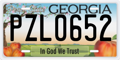 GA license plate PZL0652