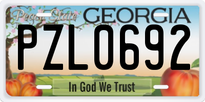 GA license plate PZL0692