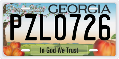 GA license plate PZL0726