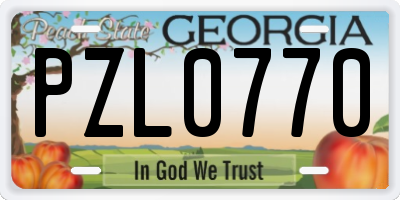 GA license plate PZL0770