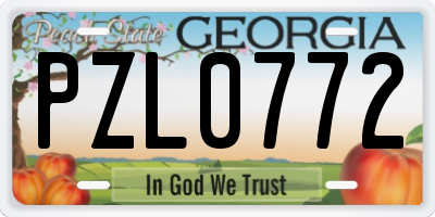 GA license plate PZL0772
