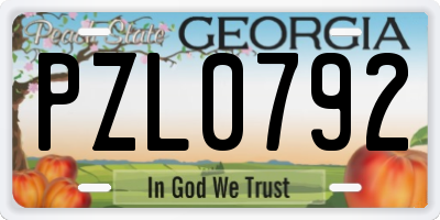 GA license plate PZL0792
