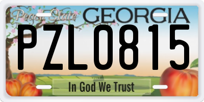 GA license plate PZL0815