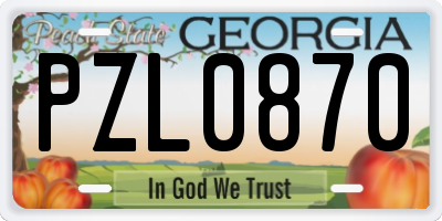 GA license plate PZL0870