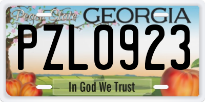 GA license plate PZL0923