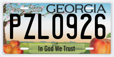 GA license plate PZL0926