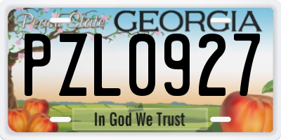 GA license plate PZL0927