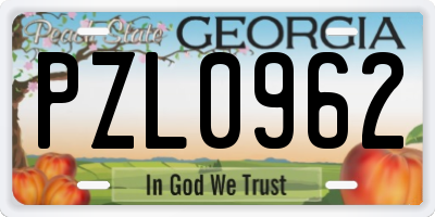 GA license plate PZL0962