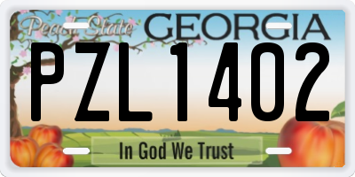 GA license plate PZL1402