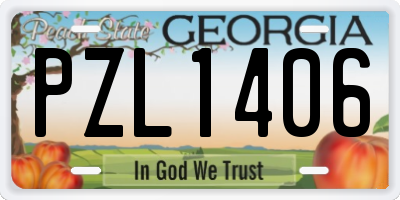 GA license plate PZL1406