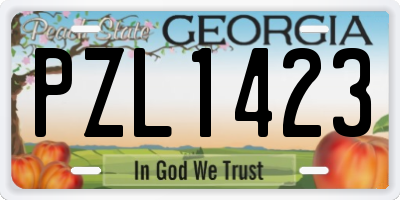 GA license plate PZL1423