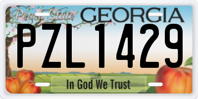 GA license plate PZL1429