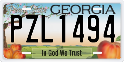GA license plate PZL1494