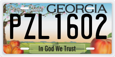 GA license plate PZL1602