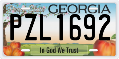 GA license plate PZL1692
